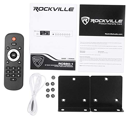 Rockville Commercial Restaurant Amp+(8) 6" Black Ceiling Speakers+Wall Control