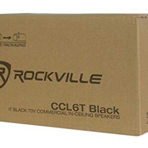 Rockville Commercial Restaurant Amp+(8) 6" Black Ceiling Speakers+Wall Control