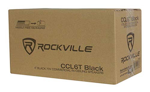 Rockville Commercial Restaurant Amp+(8) 6" Black Ceiling Speakers+Wall Control