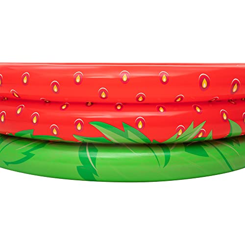 H2OGO! Bestway Sweet Strawberry Pool - 66" x H15 - Inflatable 3-Ring Play Pool, Kids,103 Gallon, Ages 2+