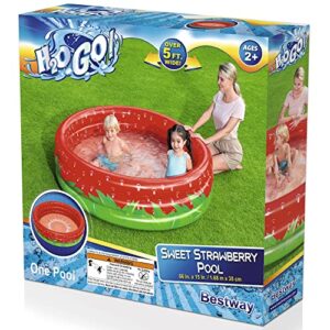 H2OGO! Bestway Sweet Strawberry Pool - 66" x H15 - Inflatable 3-Ring Play Pool, Kids,103 Gallon, Ages 2+