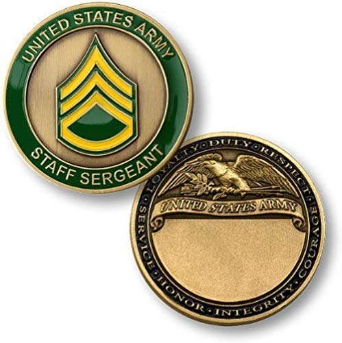 U.S. Army Staff Sergeant Engravable Back Challenge Coin