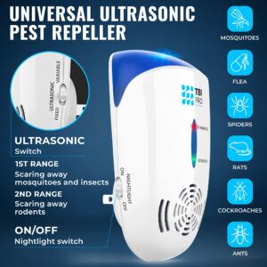 Effective Ultrasonic Pest Repeller - Wall Plug-in Electromagnetic & Ionic - Ant Fly Mosquito Mouse Rats Roach Repellent indoor - Cockroach Control Safe Quiet Electronic Device - 3000 Sq.ft (2-Pack)