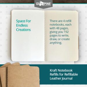 Ox & Pine Kraft Notebook Refills for Refillable Leather Journal (4 Pack) 4"x6", 5"x7", or 6"x8" (4x6, Graph Paper)