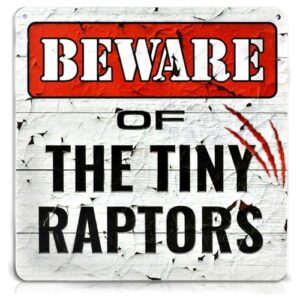 bigtime signs tiny raptors chicken decor 12" x12''- christmas chicken yard decorations chicken toys | chicken coop accessories for chicken feeder-chicken gifts for chicken lovers | pvc, 12x12''