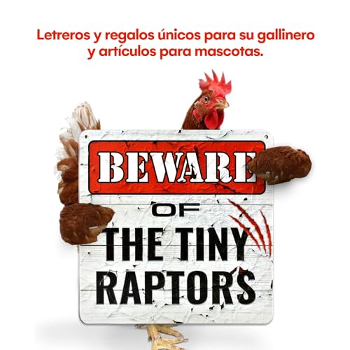 Bigtime Signs Tiny Raptors Chicken Decor 12" x12''- Christmas Chicken Yard Decorations Chicken Toys | Chicken Coop Accessories for Chicken Feeder-Chicken Gifts for Chicken Lovers | PVC, 12x12''