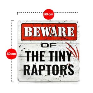 Bigtime Signs Tiny Raptors Chicken Decor 12" x12''- Christmas Chicken Yard Decorations Chicken Toys | Chicken Coop Accessories for Chicken Feeder-Chicken Gifts for Chicken Lovers | PVC, 12x12''