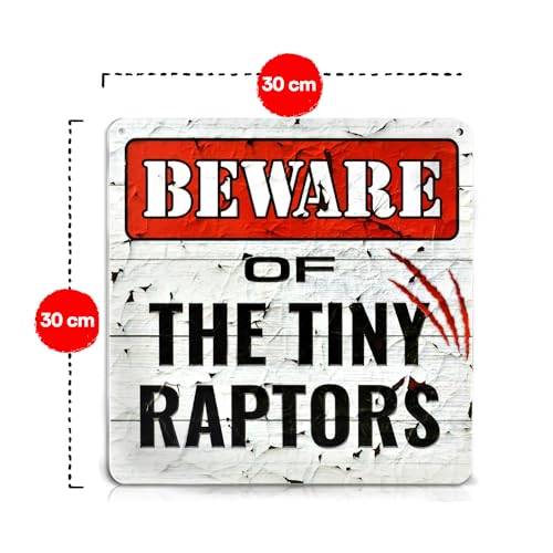 Bigtime Signs Tiny Raptors Chicken Decor 12" x12''- Christmas Chicken Yard Decorations Chicken Toys | Chicken Coop Accessories for Chicken Feeder-Chicken Gifts for Chicken Lovers | PVC, 12x12''