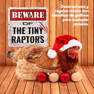 Bigtime Signs Tiny Raptors Chicken Decor 12" x12''- Christmas Chicken Yard Decorations Chicken Toys | Chicken Coop Accessories for Chicken Feeder-Chicken Gifts for Chicken Lovers | PVC, 12x12''