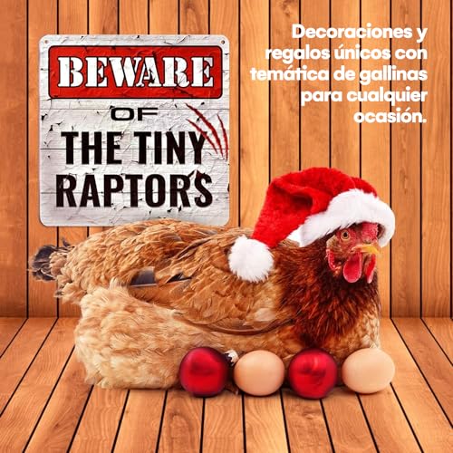 Bigtime Signs Tiny Raptors Chicken Decor 12" x12''- Christmas Chicken Yard Decorations Chicken Toys | Chicken Coop Accessories for Chicken Feeder-Chicken Gifts for Chicken Lovers | PVC, 12x12''