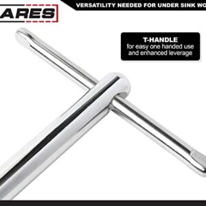 ARES 33004-11-Inch Basin Wrench with Adjustable Jaw - Jaw Adjusts from 3/8 Inch to 1 1/4 Inch - Basin Wrenches Increase Access in Tight Spaces