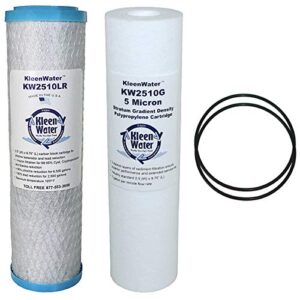kleenwater drinking water filter set, compatible with watts wp-2lcv pwdwlcv2 with (2) replacement o-rings