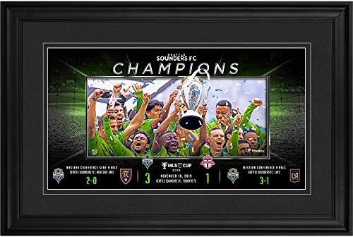 Seattle Sounders FC 2019 MLS Cup Champions Framed 10" x 18" Panoramic Photograph - Soccer Plaques and Collages