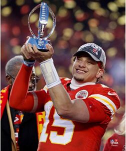 patrick mahomes kansas city chiefs unsigned afc champions trophy photograph - original nfl art and prints