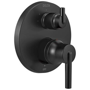 delta faucet t24859-bl contemporary monitor 14 series valve 3-setting integrated shower trim with diverter, matte black
