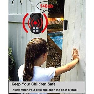HENDUN Pool Gate Alarm Outdoor Wireless with Remote, 140db Loud, Waterproof Door Alarm Sensor, Kids Safety, Weatherproof Garage Fence Entry Chime (2 Pack)