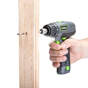 Genesis GLSD08B 8V Lithium-Ion Battery-Powered Quick-Change 2-Speed Cordless Screwdriver with LED Work Light, Battery Pack, Charging Stand, 4 Hex-Shank Drill Bits, and 4 Screwdriver Bits