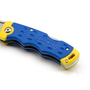 Estwing Folding Lock Back Utility Knife/Box Cutter Tool with Disposable Razor Blade, Ergonomic Handle, Belt/Pocket Clip