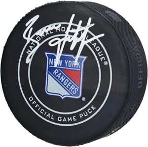 brian leetch new york rangers autographed official game puck - autographed nhl pucks