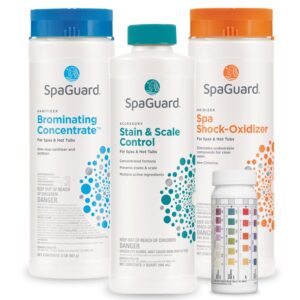 4 Month Hot Tub Chemical Kit - SpaGuard Bromine Granules, Spa Shock-Oxidizer, Stain and Scale Control, & 5-Way Test Strips