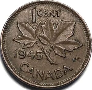 1945 no mint mark canadian cent penny seller extremely fine