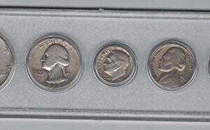 1947 Birth Year Coin Set- (5) Coins - Silver Half Dollar, Silver Quarter, Silver Dime, Nickel, and Lincoln Cent - All dated 1947 in a Plastic Display Holder Fine