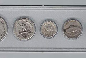 1947 Birth Year Coin Set- (5) Coins - Silver Half Dollar, Silver Quarter, Silver Dime, Nickel, and Lincoln Cent - All dated 1947 in a Plastic Display Holder Fine