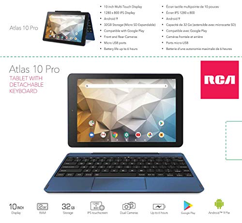 RCA Atlas 10 Pro (RCT6B06P23H) 10 Inch Android 9 Tablet with Keyboard Navy (Renewed)