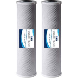 high capacity 20” x 4.5” full flow water filter replacement cartridges - cto carbon block - fits standard 20" x 4.5" whole house water filtration systems - 2 pack