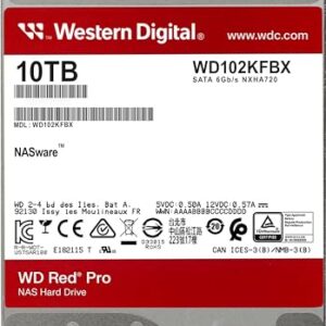 Western Digital 10TB WD Red Pro NAS Internal Hard Drive HDD - 7200 RPM, SATA 6 Gb/s, CMR, 256 MB Cache, 3.5" - WD102KFBX