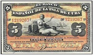 1896 cu rare spanish colonial cuba 5 silver pesos! 5 silver pesos xf or better