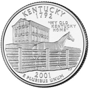 2001 p & d bu kentucky state quarter choice uncirculated us mint 2 coin set