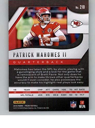 Football NFL 2019 Panini Prizm #210 Patrick Mahomes II Chiefs