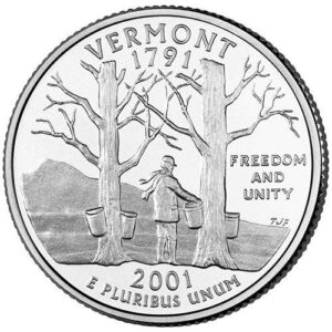 2001 d bu vermont state quarter choice uncirculated us mint