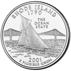 2001 p & d bu rhode island state quarter choice uncirculated us mint 2 coin set