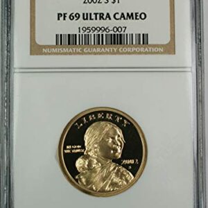 2002 S Native American Sacagawea Proof Dollar - Beautiful Coin - Professionally Graded - PR 69 Ultra Cameo - NGC