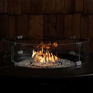 Fire Sense Fire Pit Wind Guard Clear Glass Tempered Glass for Propane, Gas, Fire Pits and Patio Heaters - Round - 26 Inches