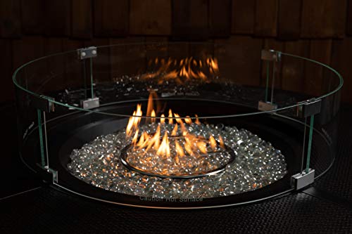 Fire Sense Fire Pit Wind Guard Clear Glass Tempered Glass for Propane, Gas, Fire Pits and Patio Heaters - Round - 26 Inches