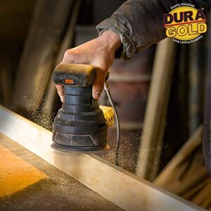 Dura-Gold Premium 60, 80, 100,120,180,220,320,400,600,1000 Grit 6" Gold Sandpaper Discs, 17 Hole Pattern Dustless, 5 Each, 50 Total - Hook & Loop Backing for DA Sander, Sanding Automotive, Woodworking