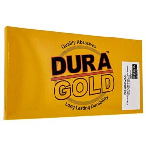 Dura-Gold Premium 60, 80, 100,120,180,220,320,400,600,1000 Grit 6" Gold Sandpaper Discs, 17 Hole Pattern Dustless, 5 Each, 50 Total - Hook & Loop Backing for DA Sander, Sanding Automotive, Woodworking