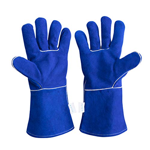 FZTEY Long Welders Gloves (14Inc, Blue)