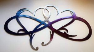 dual infinity hearts metal wall art accent two hearts become one