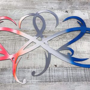 Dual Infinity Hearts Metal Wall Art Accent Two Hearts Become One