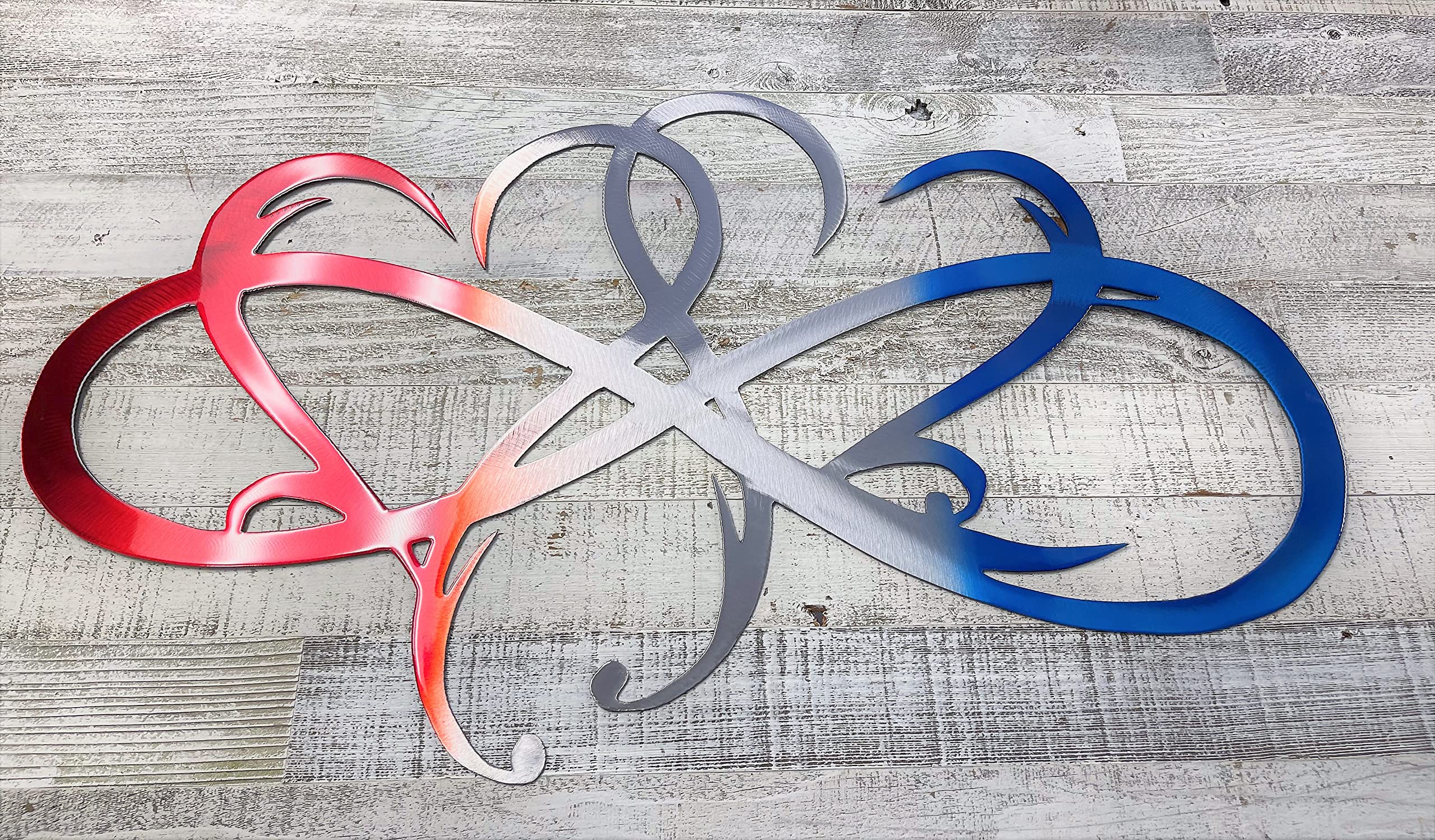 Dual Infinity Hearts Metal Wall Art Accent Two Hearts Become One