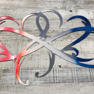 Dual Infinity Hearts Metal Wall Art Accent Two Hearts Become One