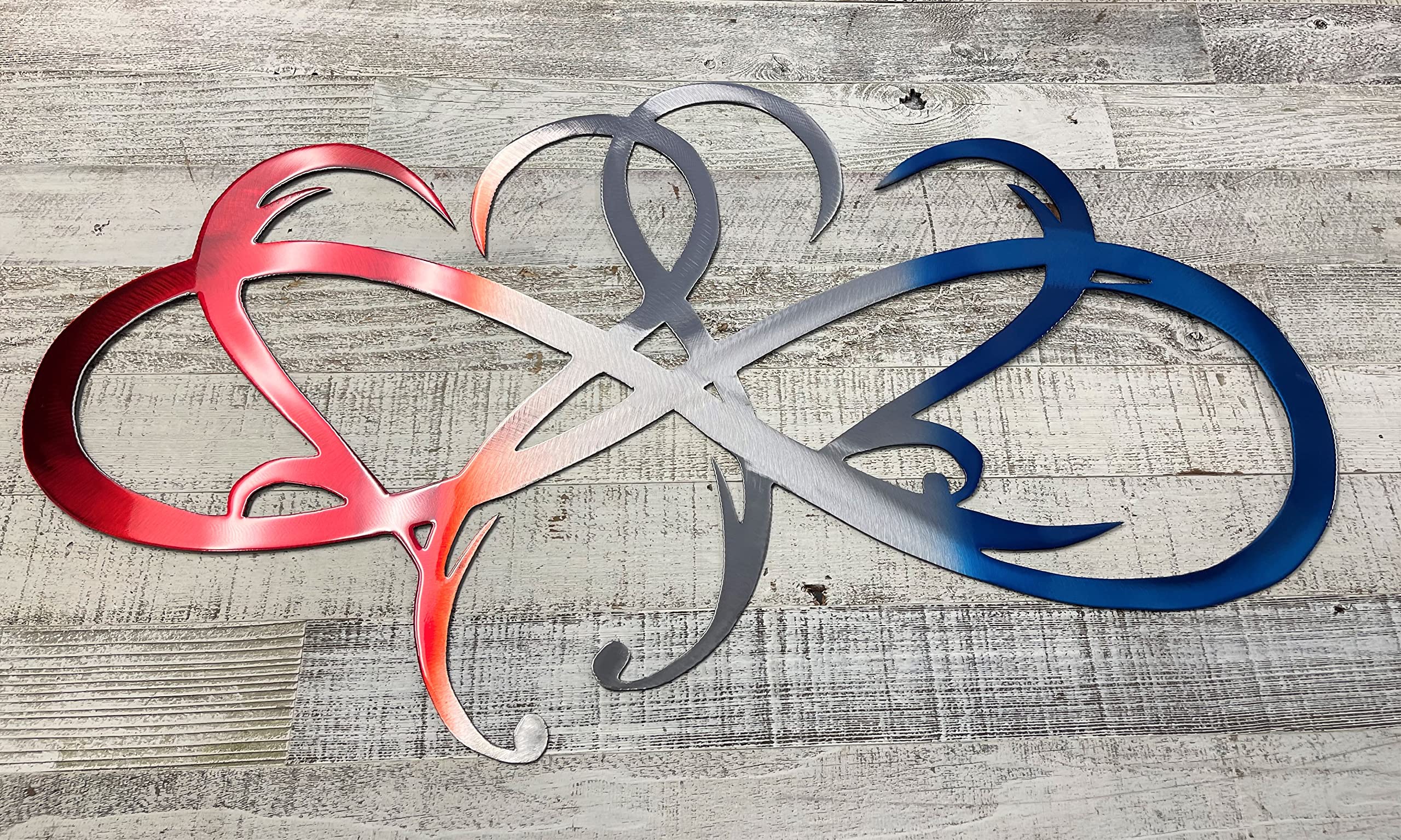 Dual Infinity Hearts Metal Wall Art Accent Two Hearts Become One