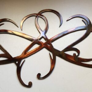 Dual Infinity Hearts Metal Wall Art Accent Two Hearts Become One