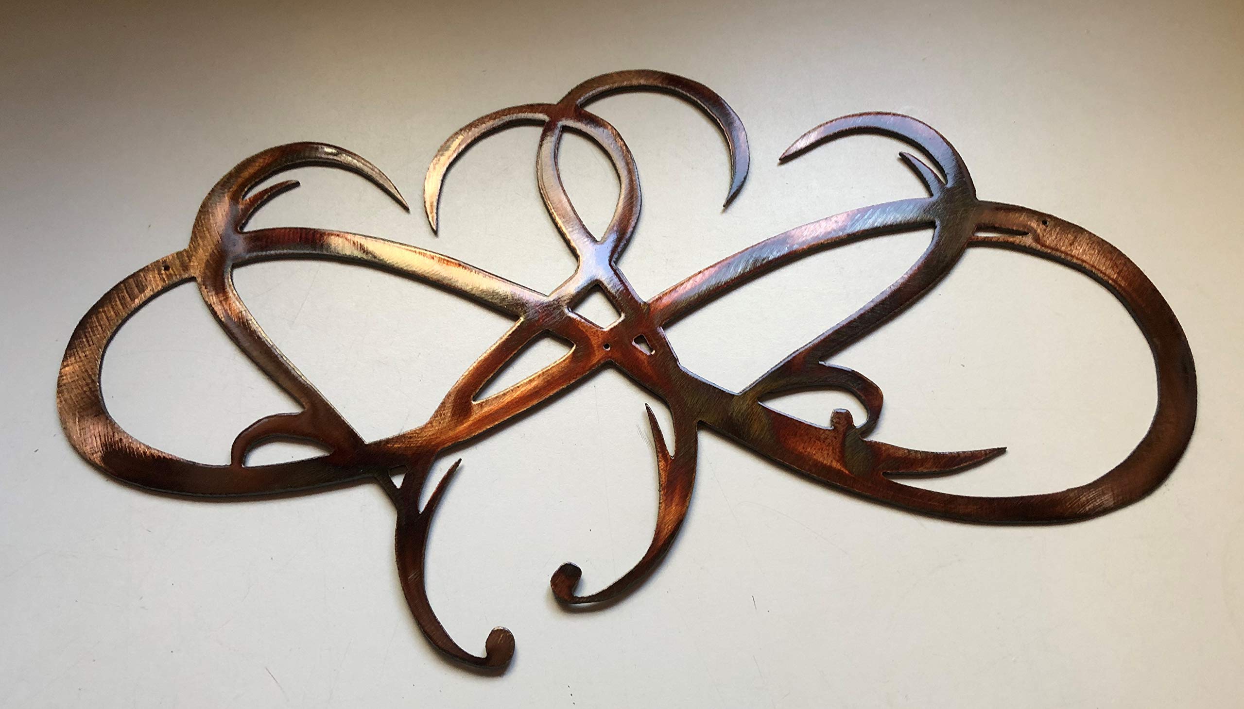 Dual Infinity Hearts Metal Wall Art Accent Two Hearts Become One