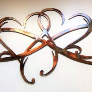 Dual Infinity Hearts Metal Wall Art Accent Two Hearts Become One