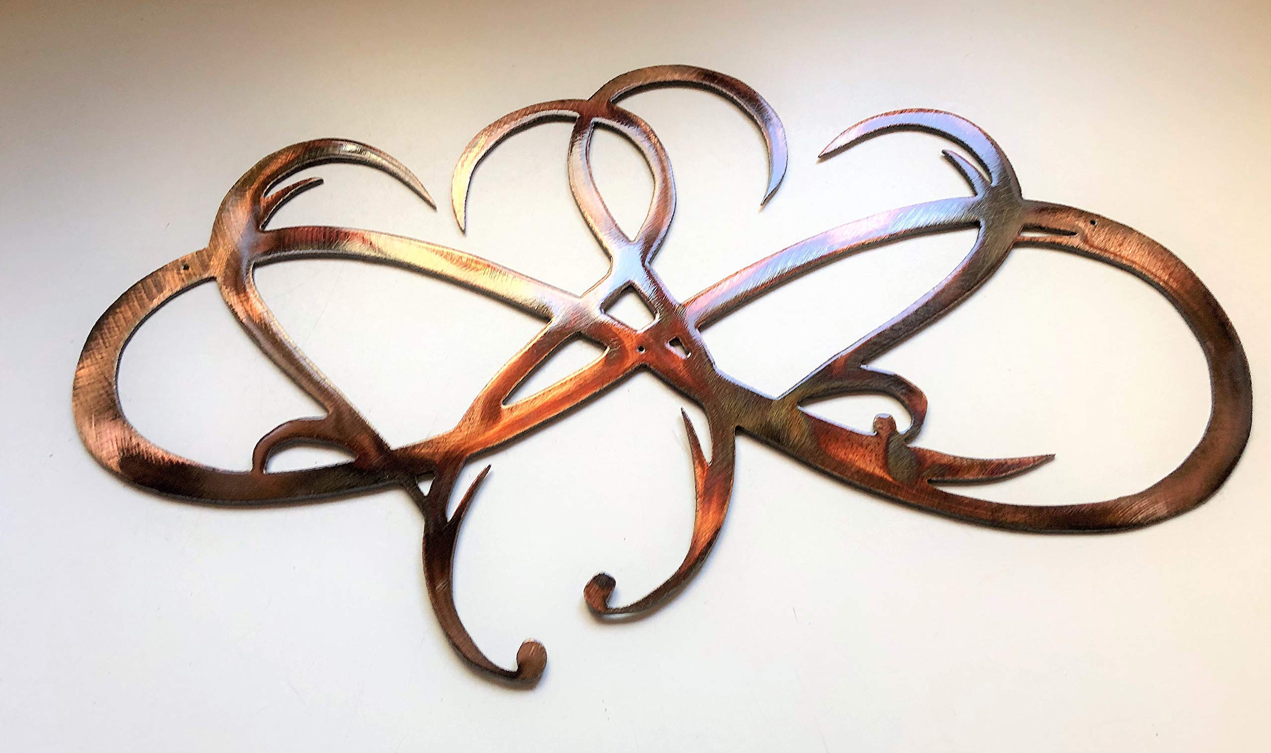 Dual Infinity Hearts Metal Wall Art Accent Two Hearts Become One